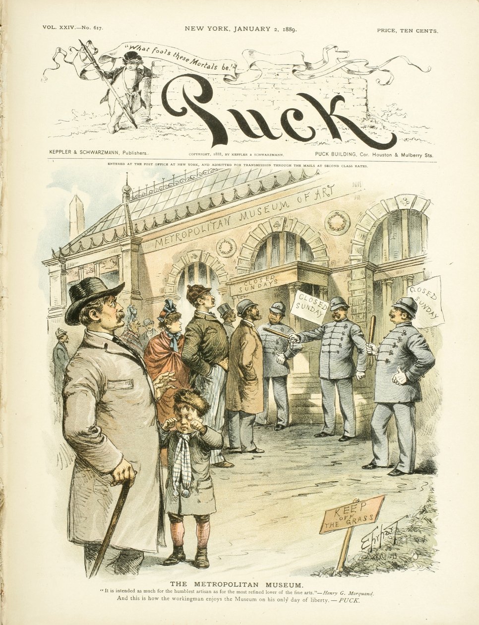 Metropolitan Museum of Art, ...og det er sådan, arbejderen nyder museet..., 1889 af Samuel D. Ehrhart