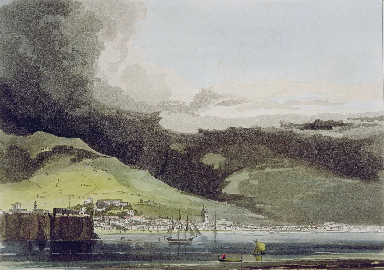 Funchall, planche 1 fra "A Voyage to Cochinchina" af John Barrow (1764-1848), graveret af Thomas Medland (1755-1823) 1806 (akvatint) af Samuel Daniell