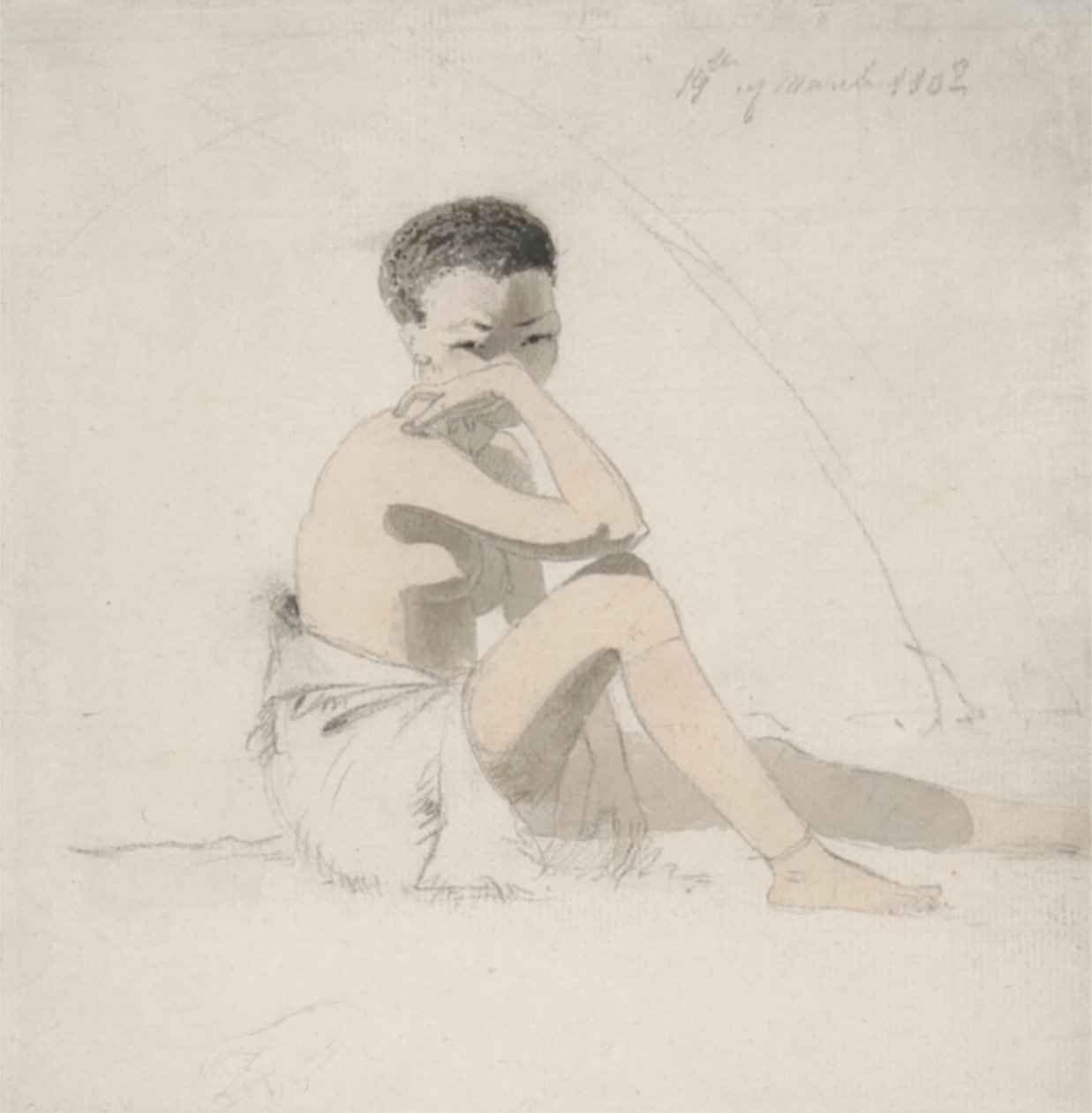 Korah Girl Seated, 1802 (wc & grafit på papir) af Samuel Daniell