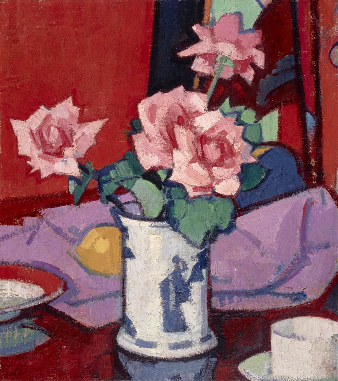 Lyserøde roser, kinesisk vase af Samuel John Peploe