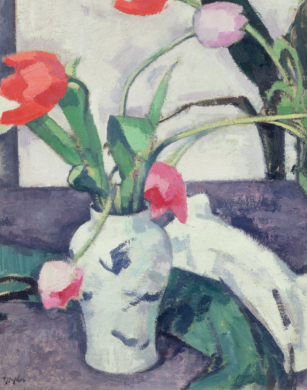 Stilleben: Tulipaner i en kinesisk vase, 1924 af Samuel John Peploe