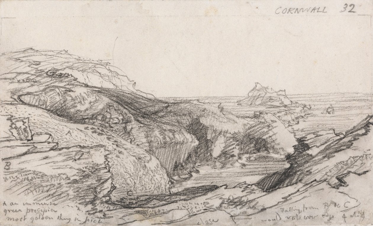 En side fra en Cornish Skitsebog- Cornwall 32 af Samuel Palmer