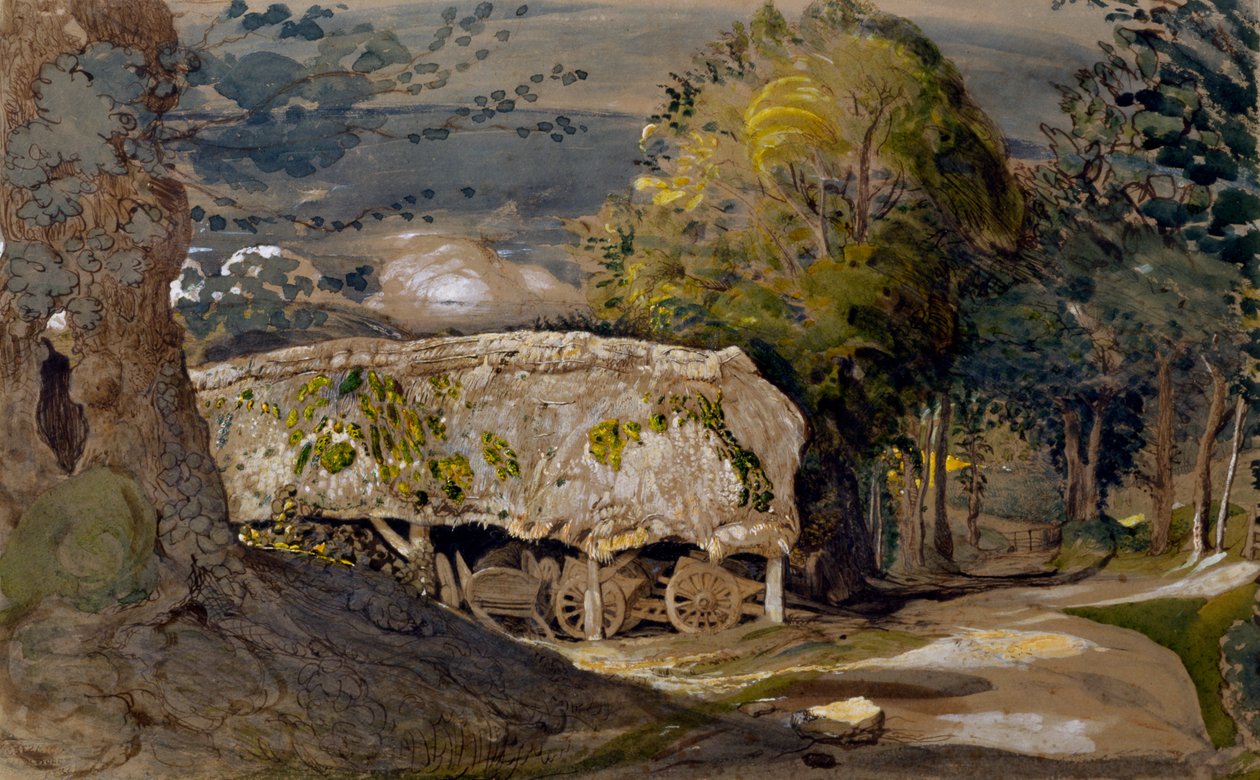 Landskab med en lade, Shoreham, Kent af Samuel Palmer