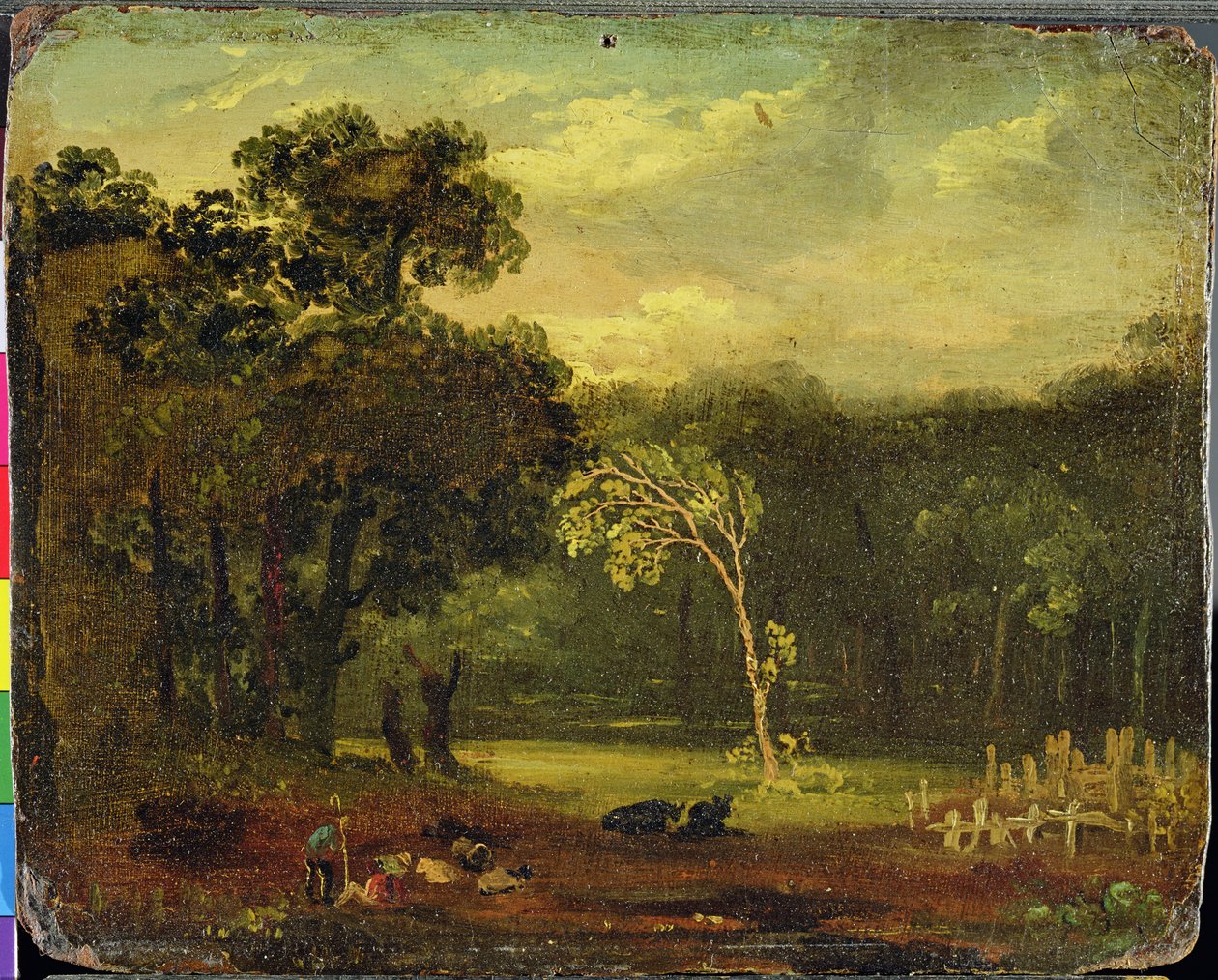 Skitse fra naturen i Sion Park, 1819 (olie på kort) af Samuel Palmer