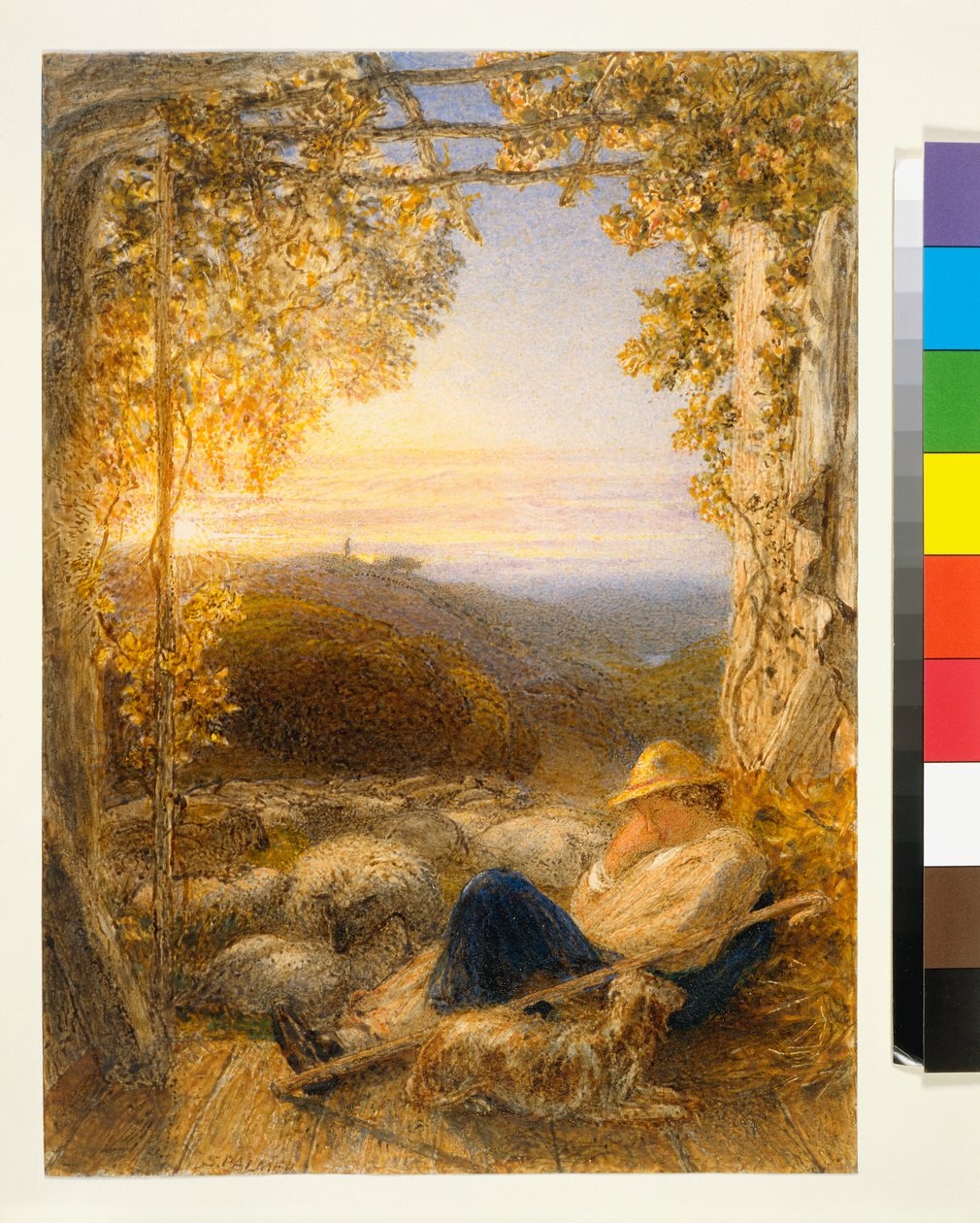 Sovende hyrde - Morgen, ca. 1857 af Samuel Palmer