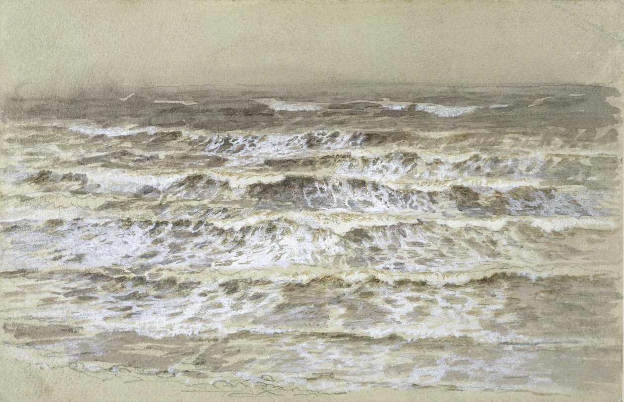 Study of Waves (grå og brun vask, gouache og grafit på papir) af Samuel Palmer