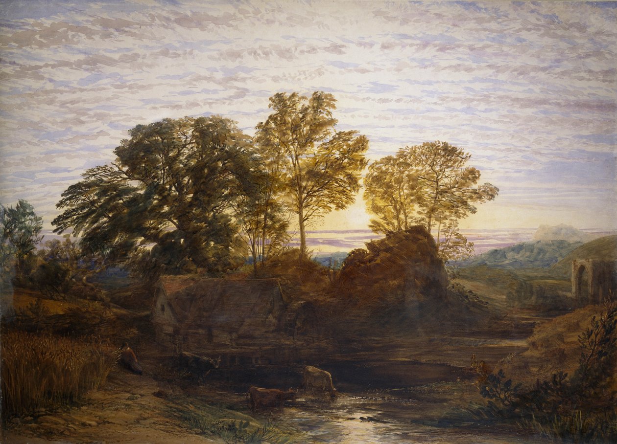 Vandmøllen, 1800-tallet af Samuel Palmer