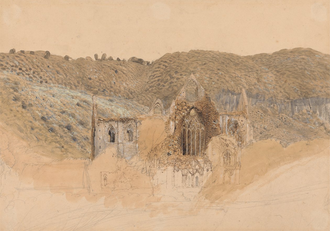 Tintern Abbey, 1835 (wc gouache med pen & blæk og blyant på papir) af Samuel Palmer