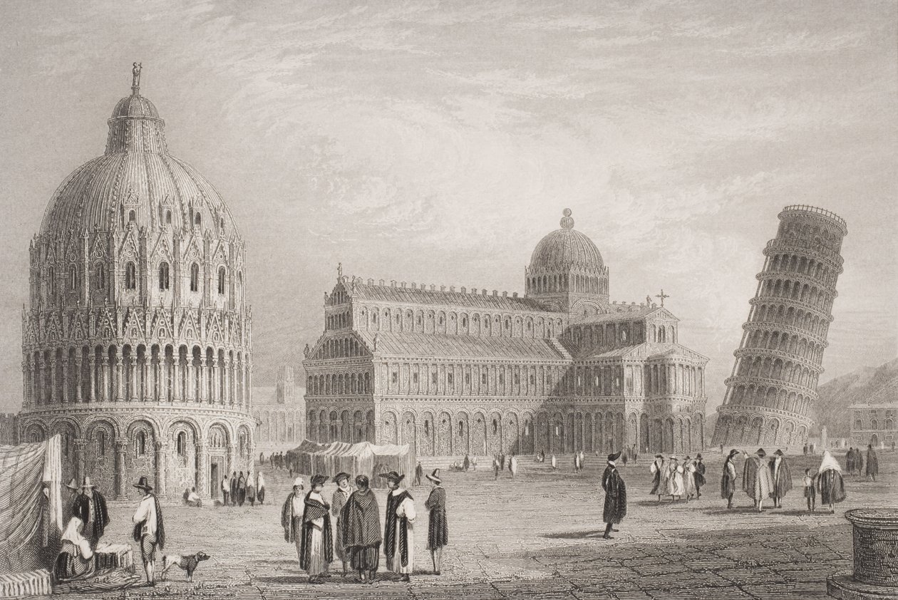 Pisa, graveret af William Finden (1787-1852) af Samuel Prout