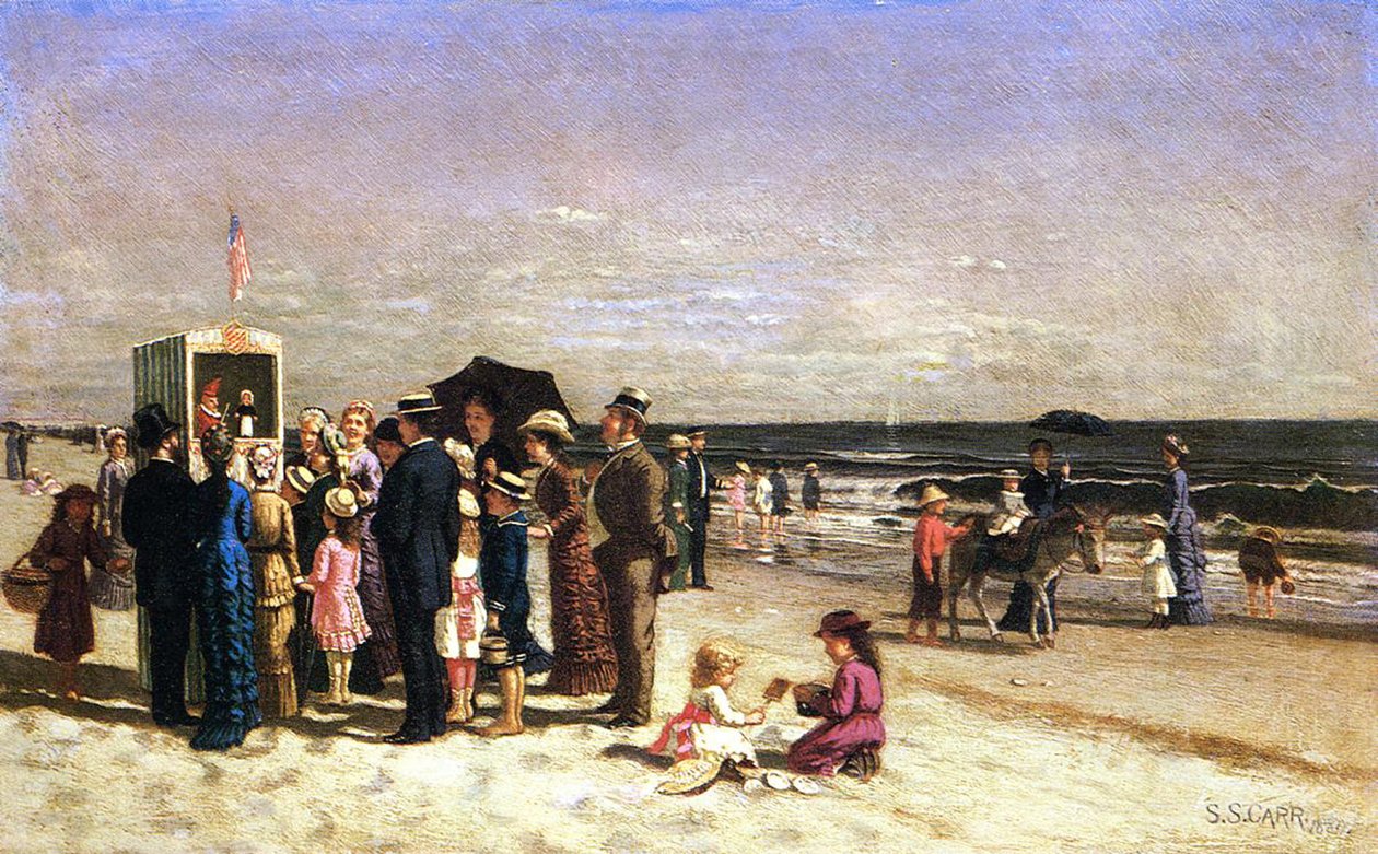 Punch und Judy on the Beach, Coney Island, 1880 af Samuel S. Carr