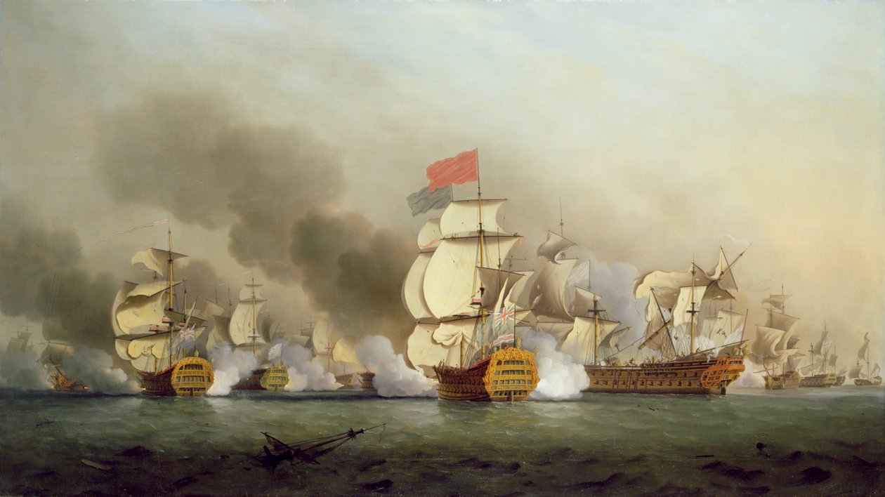 Viceadmiral Sir George Ansons (1697-1762) Victory off Cape Finisterre, 1749 olie på lærred) af Samuel Scott