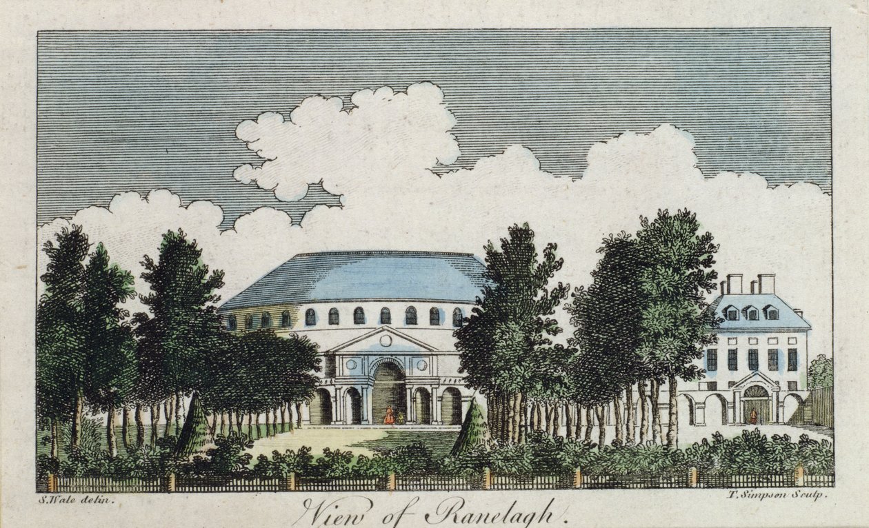 Udsigt over Ranelagh (farvegravering) af Samuel Wale