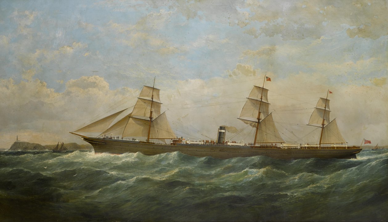 SS -byen Berlin udad bundet forbi Cape Pine Lighthouse af Samuel Walters