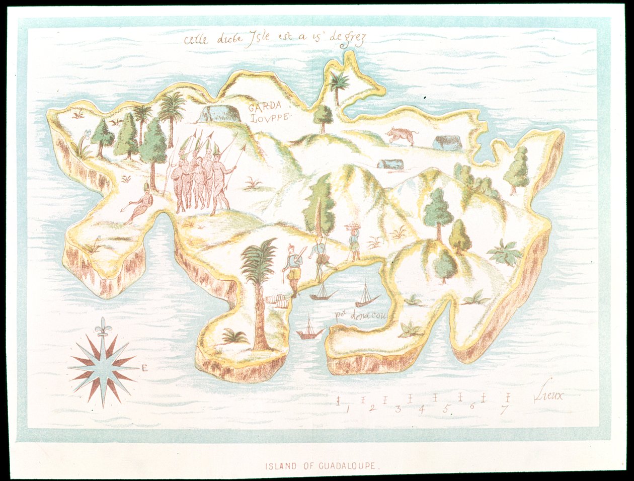 Kort over øen Martinique, 1599 af Samuel de Champlain
