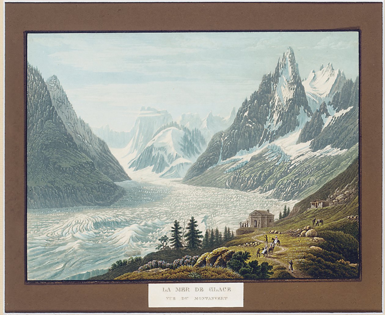 The Sea of Ice, view of Montanvertdani af Samuel Birmann