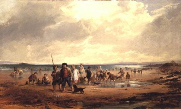 Børn, der leger på en strand af Samuel Bough