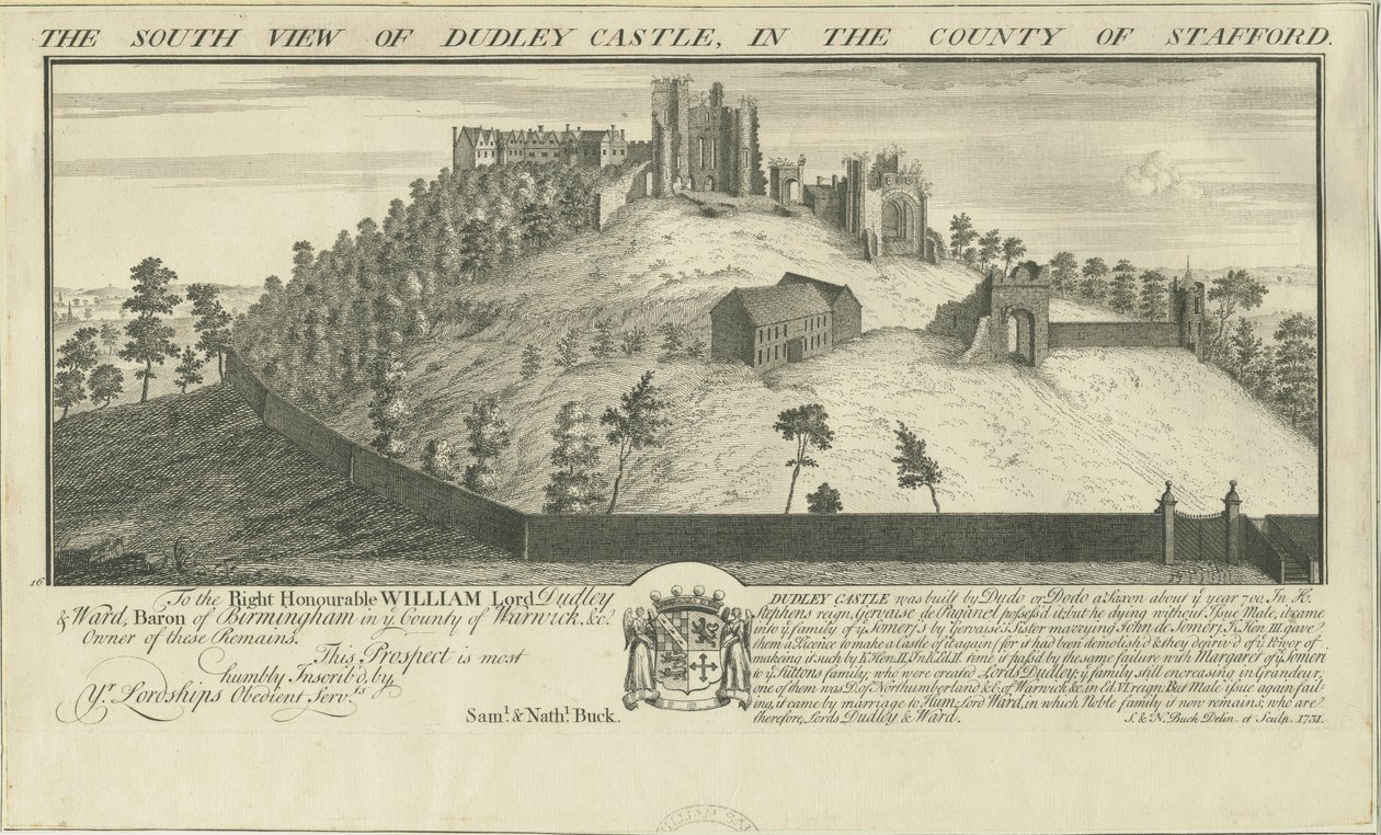 Dudley Castle: engraving, 1731dani af Samuel Buck