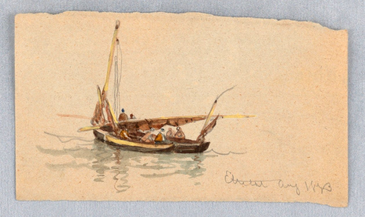 Både ved Étretat af Samuel Colman