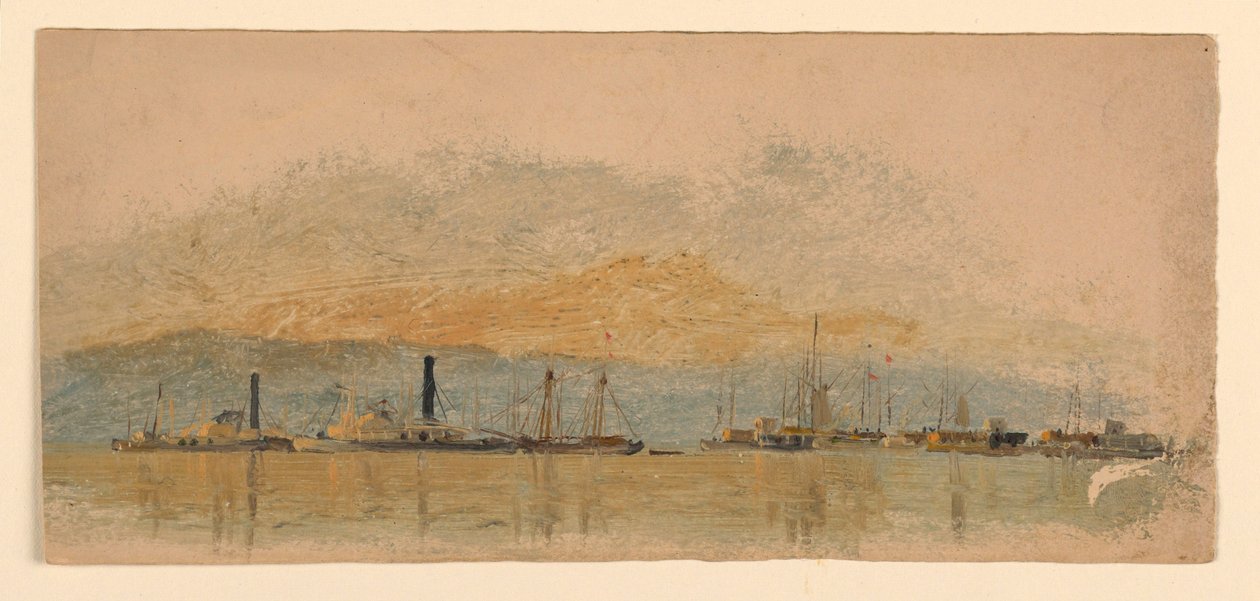 Tegning, skitser. Skibe, ca. 1860 af Samuel Colman