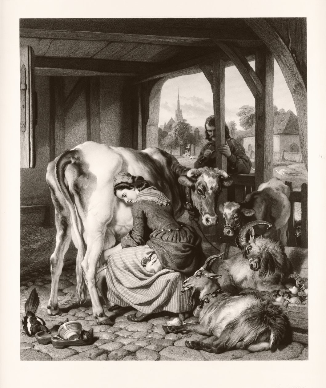 The Maid and Magpie (mezzotint) af Samuel Cousins