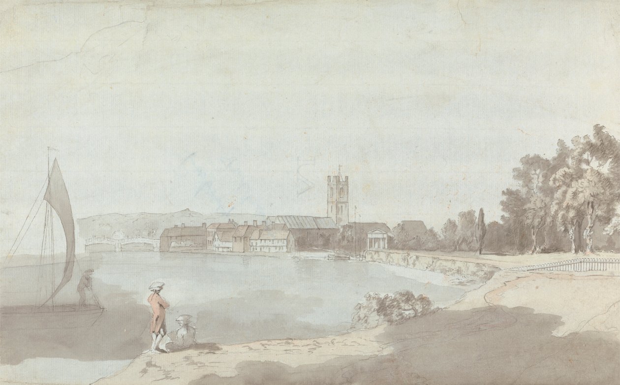 West Country Town ved en flod af Samuel Davis