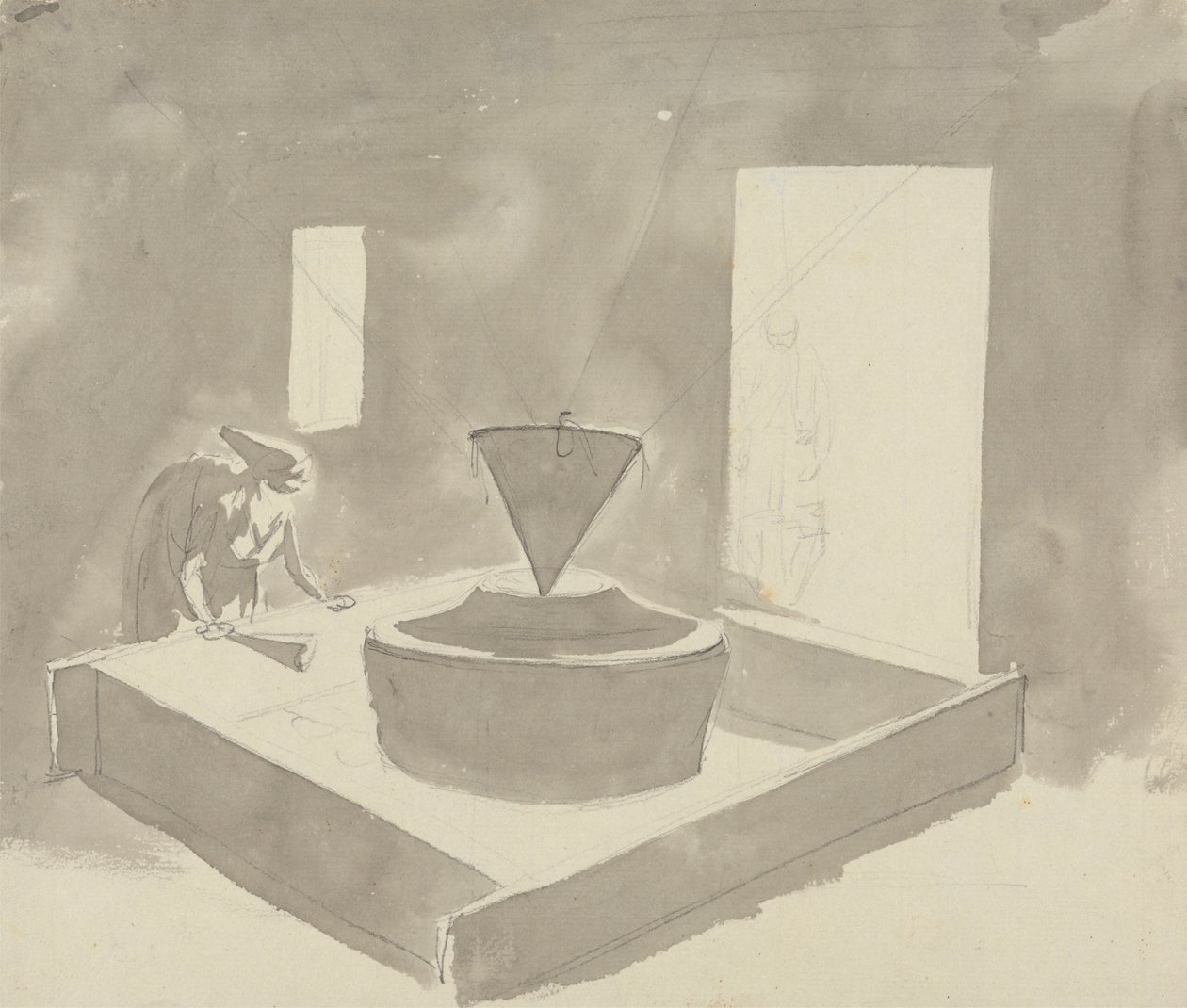 Kvinde, der betjener en enhed (melmølle?) af Samuel Davis