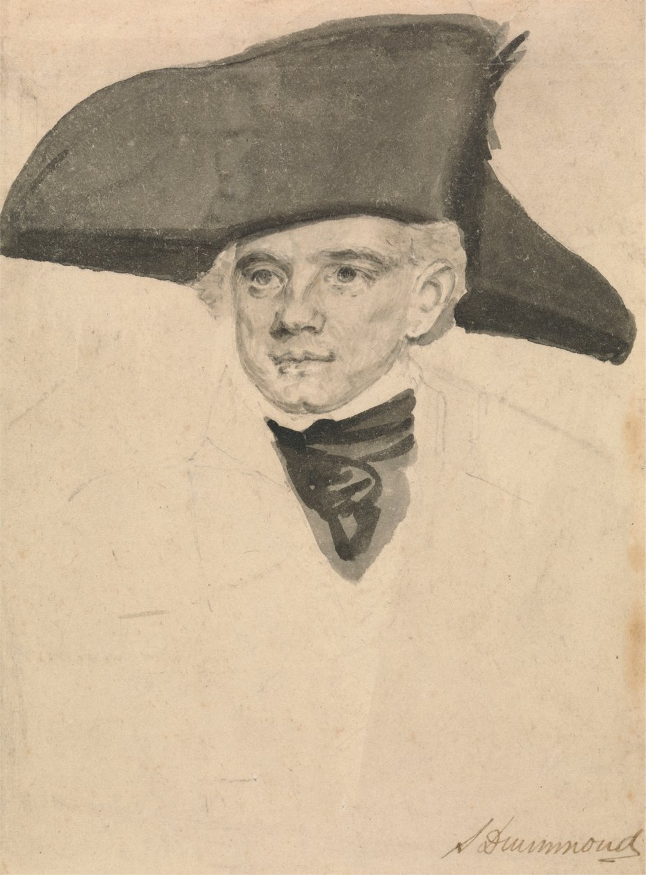 Portrætstudie af en søofficer af Samuel Drummond