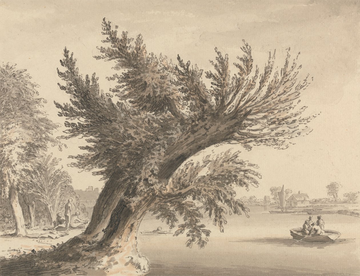 På Themsen ved Barnes af Samuel Hieronymus Grimm