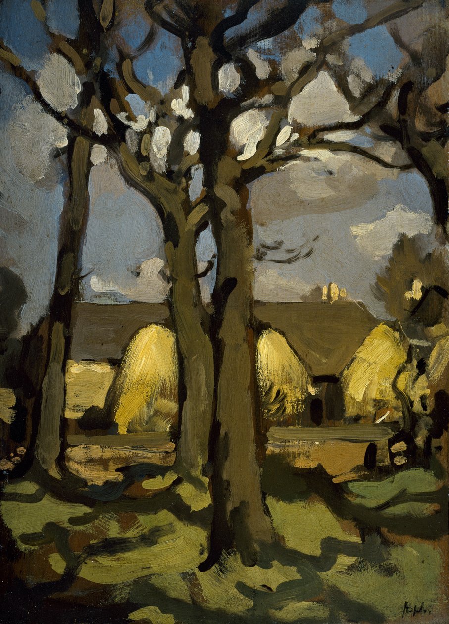 Farm Steading (olie på panel) af Samuel John Peploe