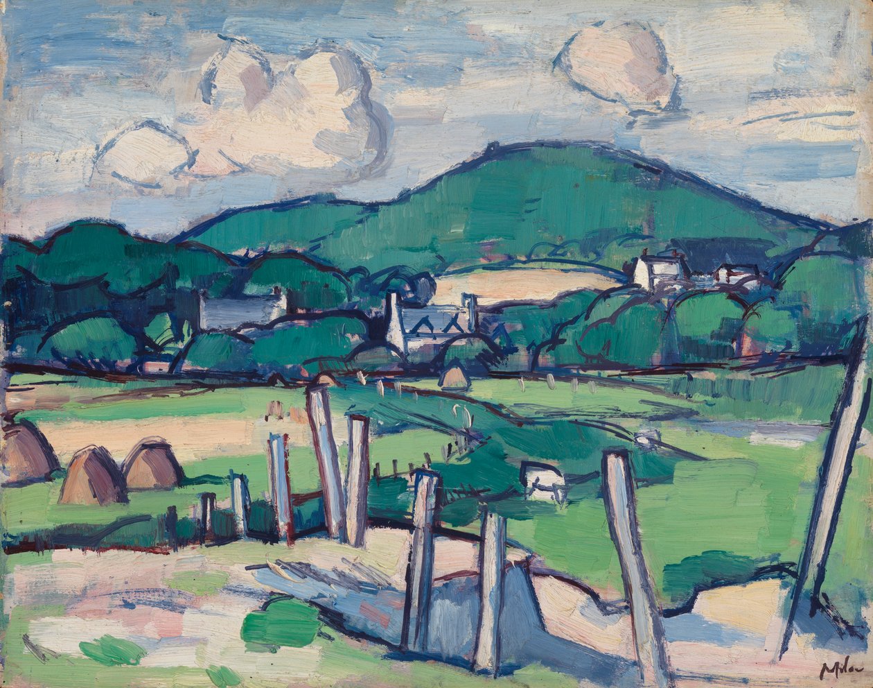 Landskab, ca. 1891-1935 (olie på panel) af Samuel John Peploe