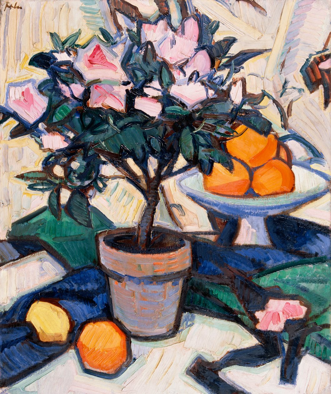 Pink Azalea og appelsiner, ca. 1913 af Samuel John Peploe
