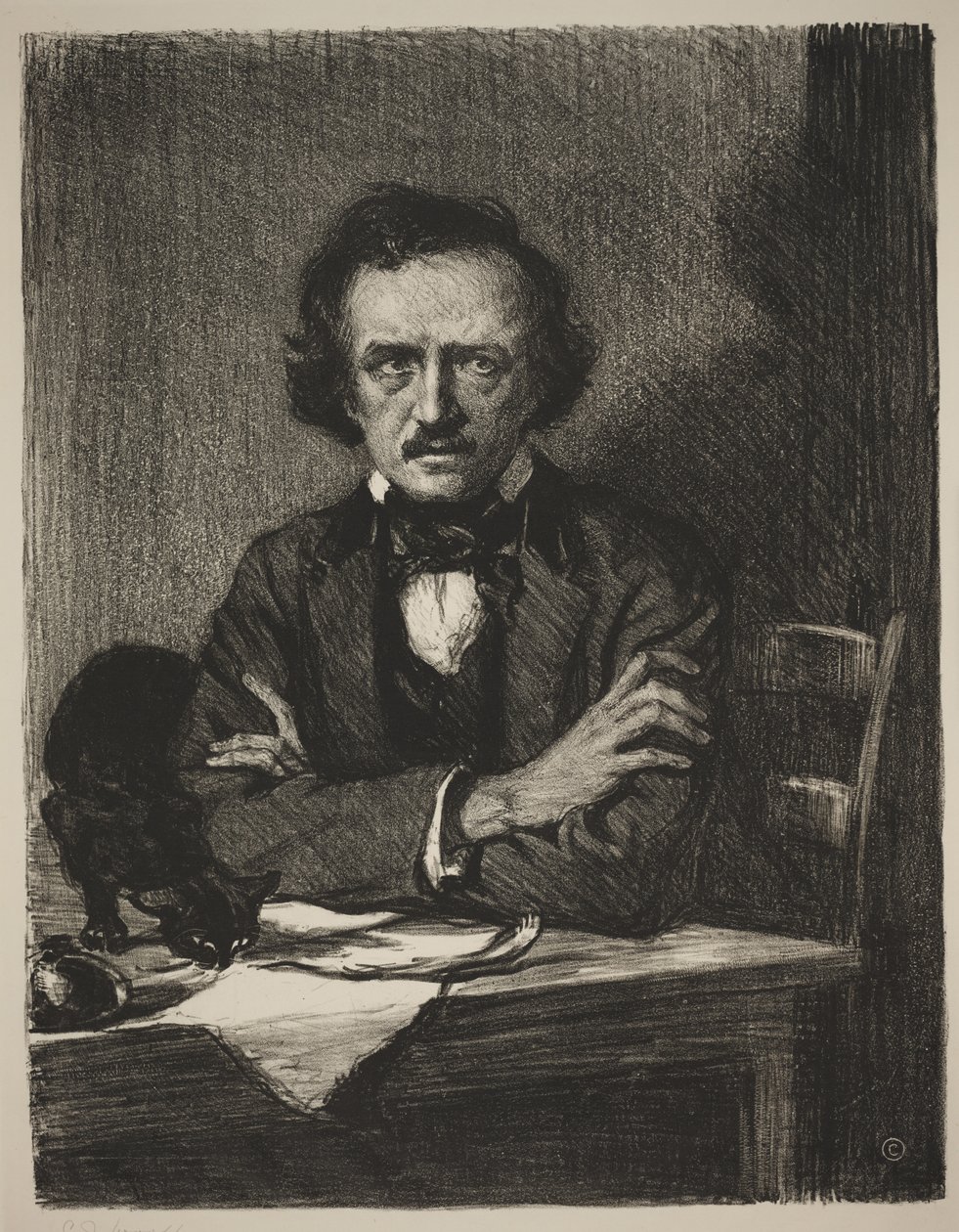 Edgar Allan Poe (litho) af Samuel Johnson Woolf