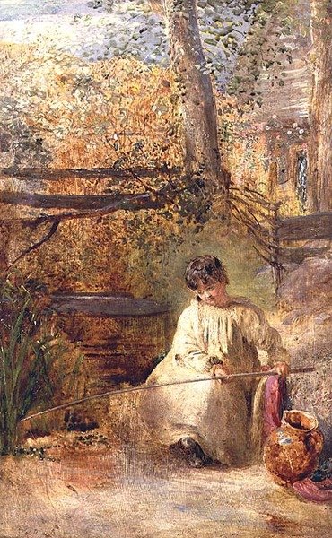 En dreng, der fisker af Samuel Palmer