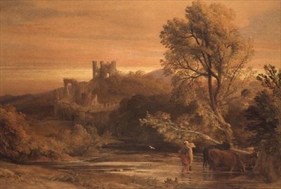 Kvæg krydser åen af Samuel Palmer