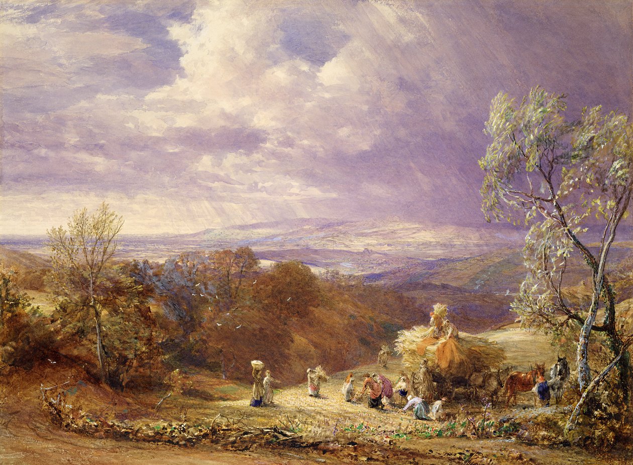 Høst (wc og bodycolour på papir) af Samuel Palmer