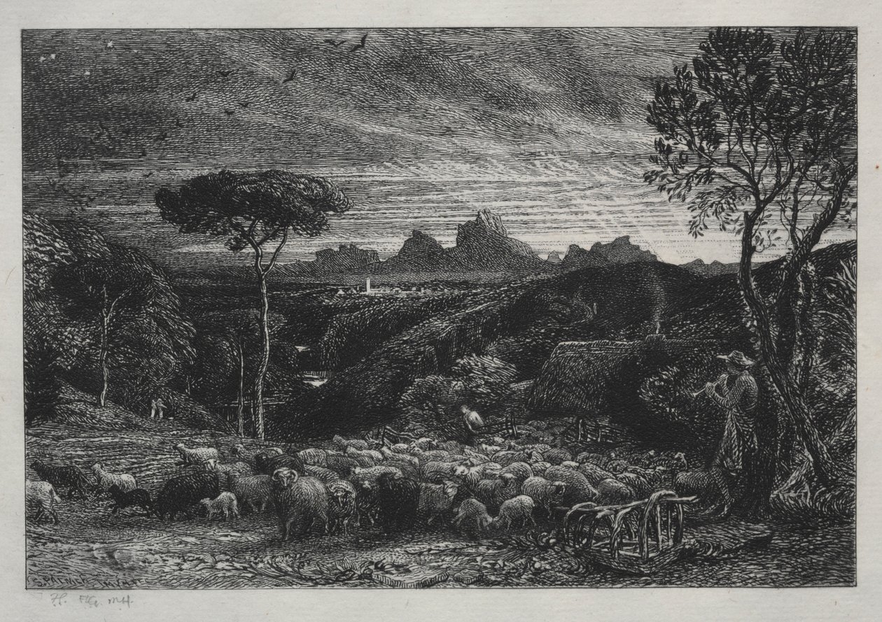Åbning af folden, 1880. af Samuel Palmer