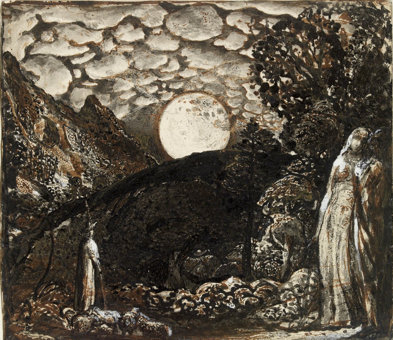 Hyrder under en fuldmåne, c1829-1830 af Samuel Palmer