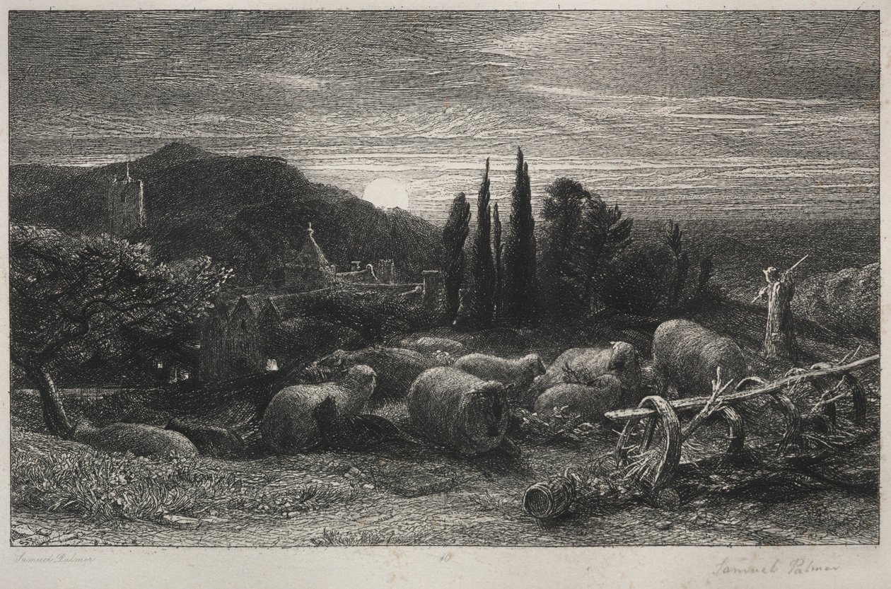 Den stigende måne. af Samuel Palmer