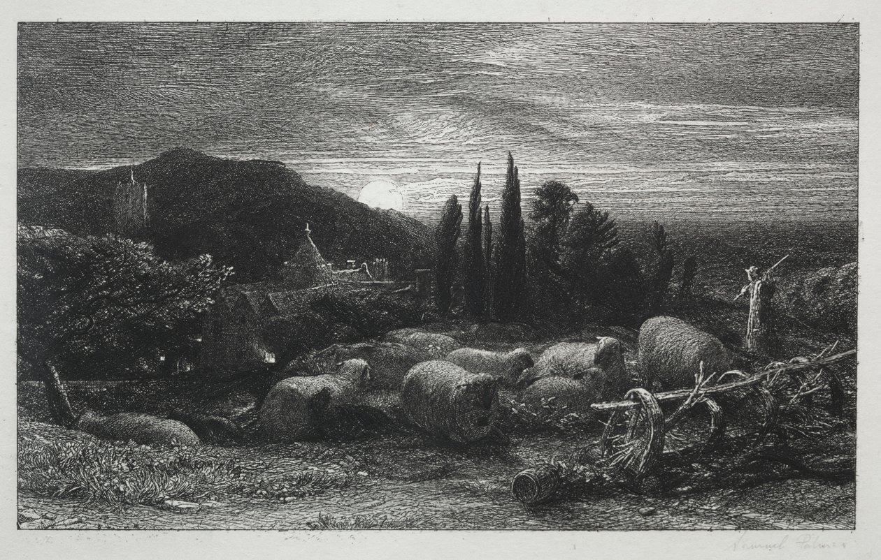 Den stigende måne, 1857. af Samuel Palmer