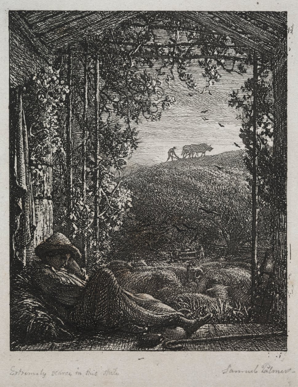 Den sovende hyrde, 1857. af Samuel Palmer