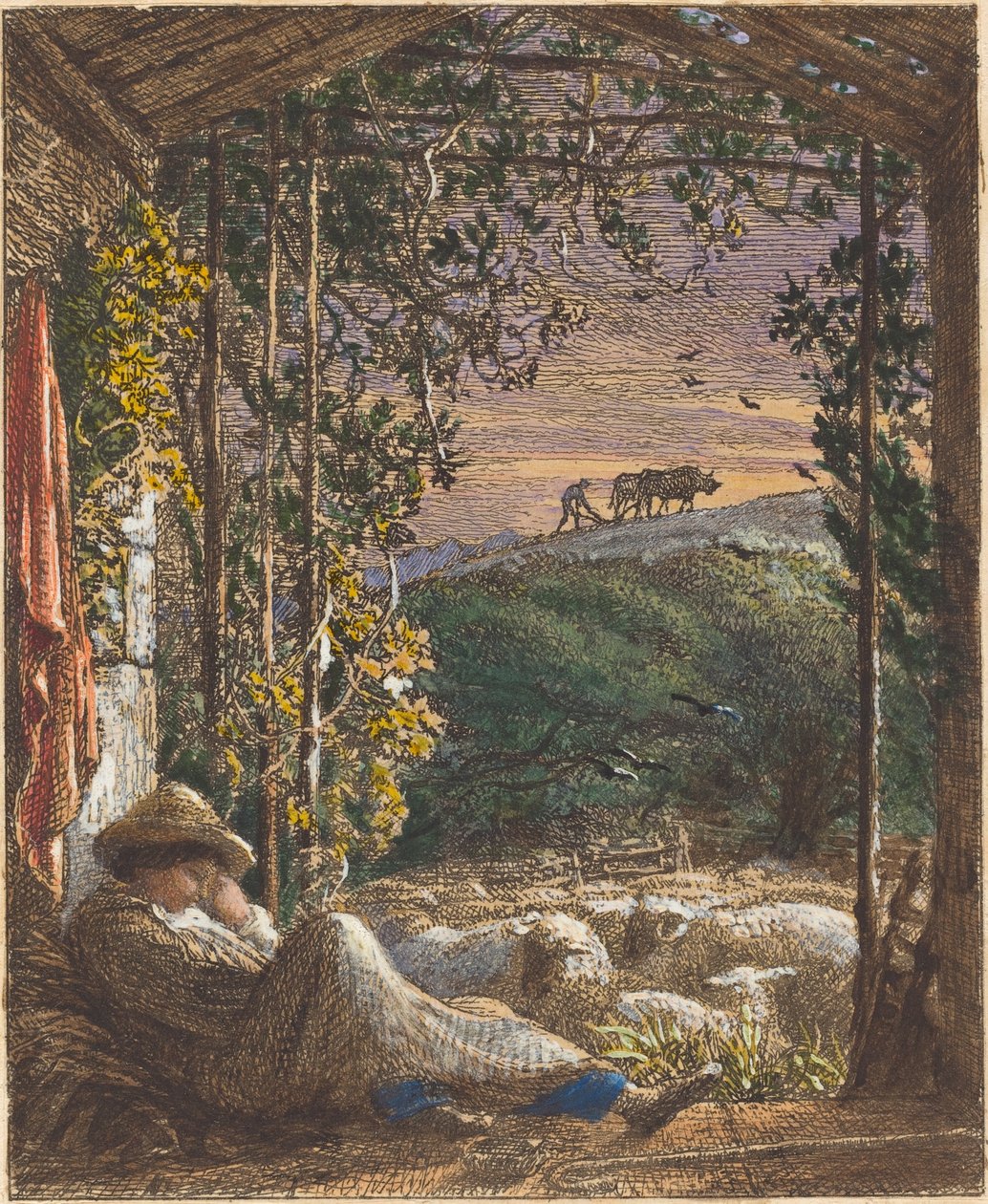 Den sovende hyrde; Tidlig morgen af Samuel Palmer