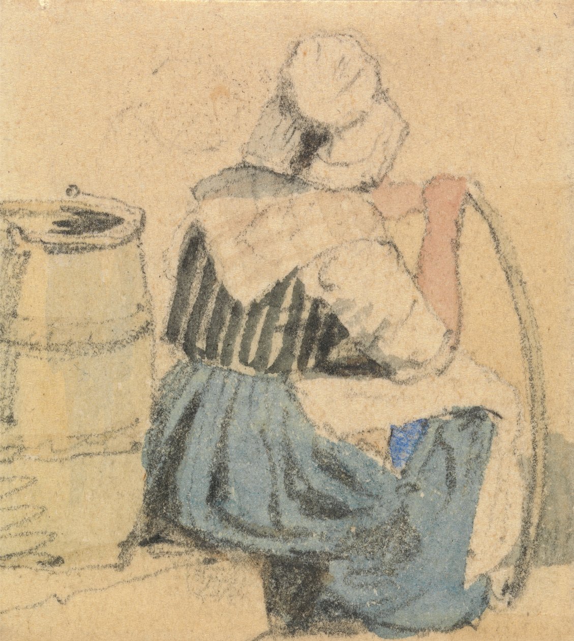 En siddende Bondekone af Samuel Prout