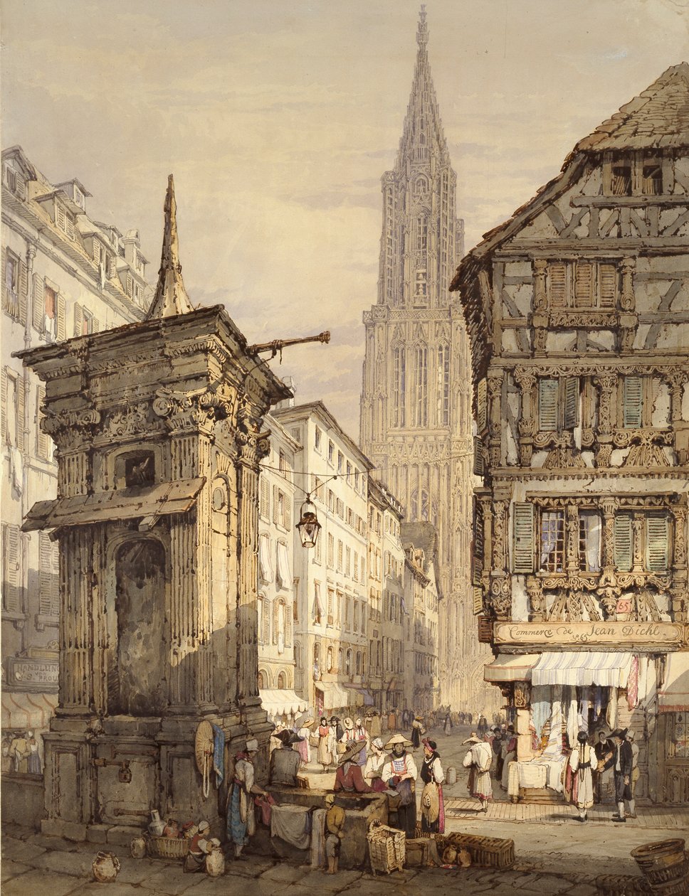 Udsigt i Strasbourg, 1822 af Samuel Prout
