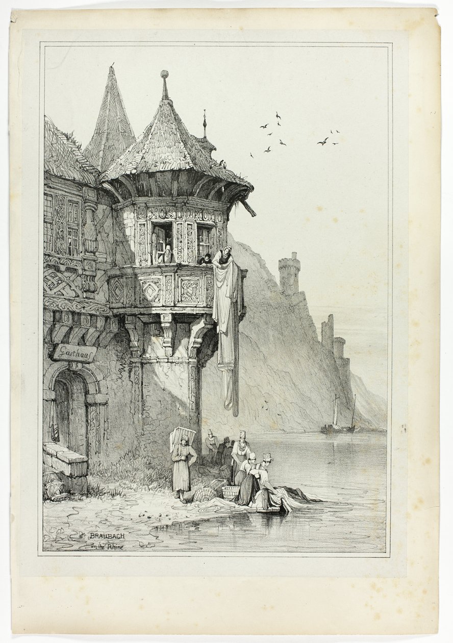 Ved Braubach ved Rhinen af Samuel Prout