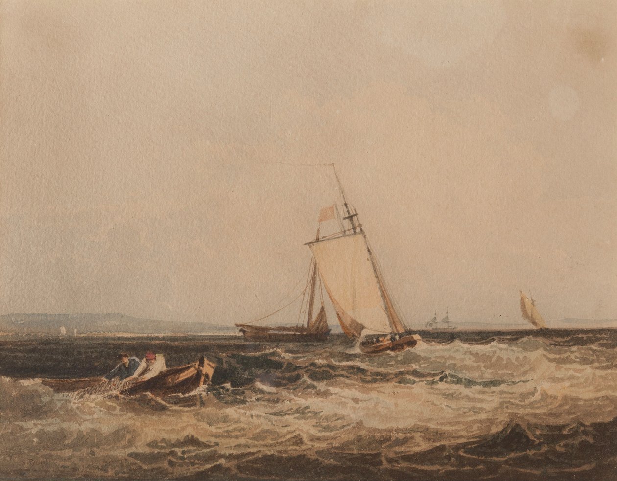 Fiskerbåde, ca. 1820 (akvarel på papir) af Samuel Prout