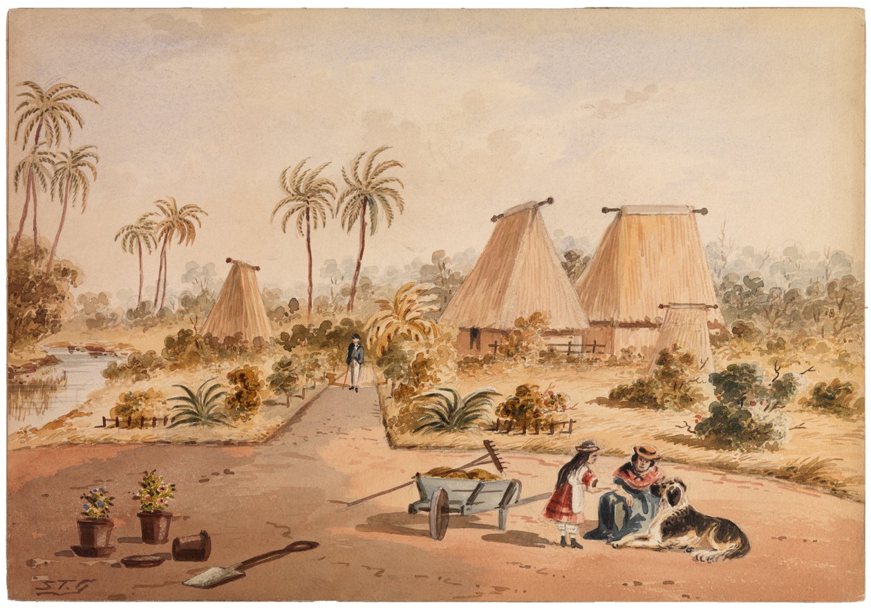 The Homestead, Savu Bay, Fiji, 1870 af Samuel Thomas Gill