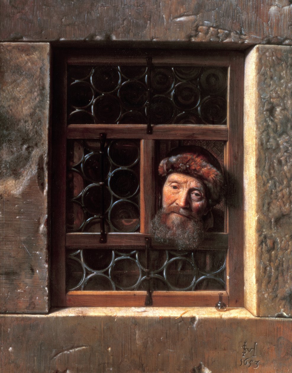 Mand ved et vindue, 1653 af Samuel van Hoogstraten