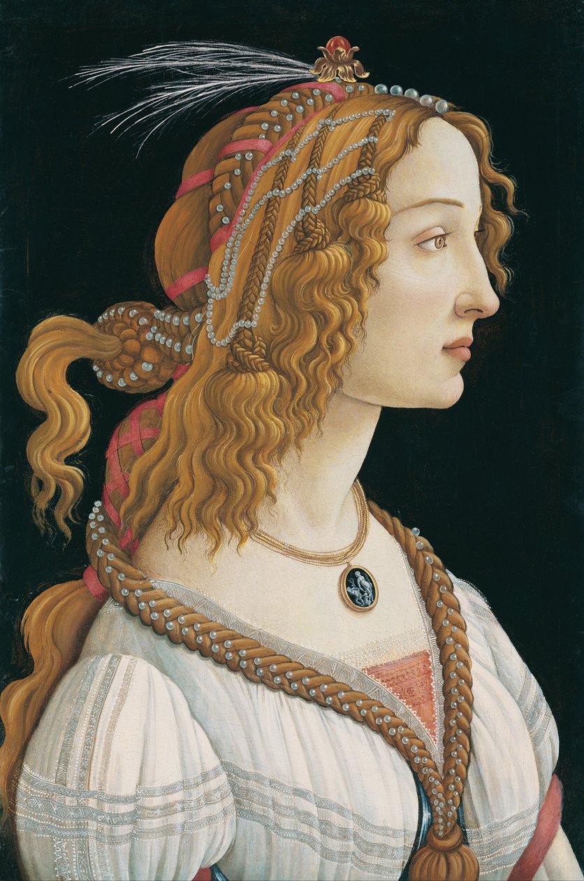 Idealiseret portræt af en dame (portræt af Simonetta Vespucci som nymfe) af Sandro Botticelli