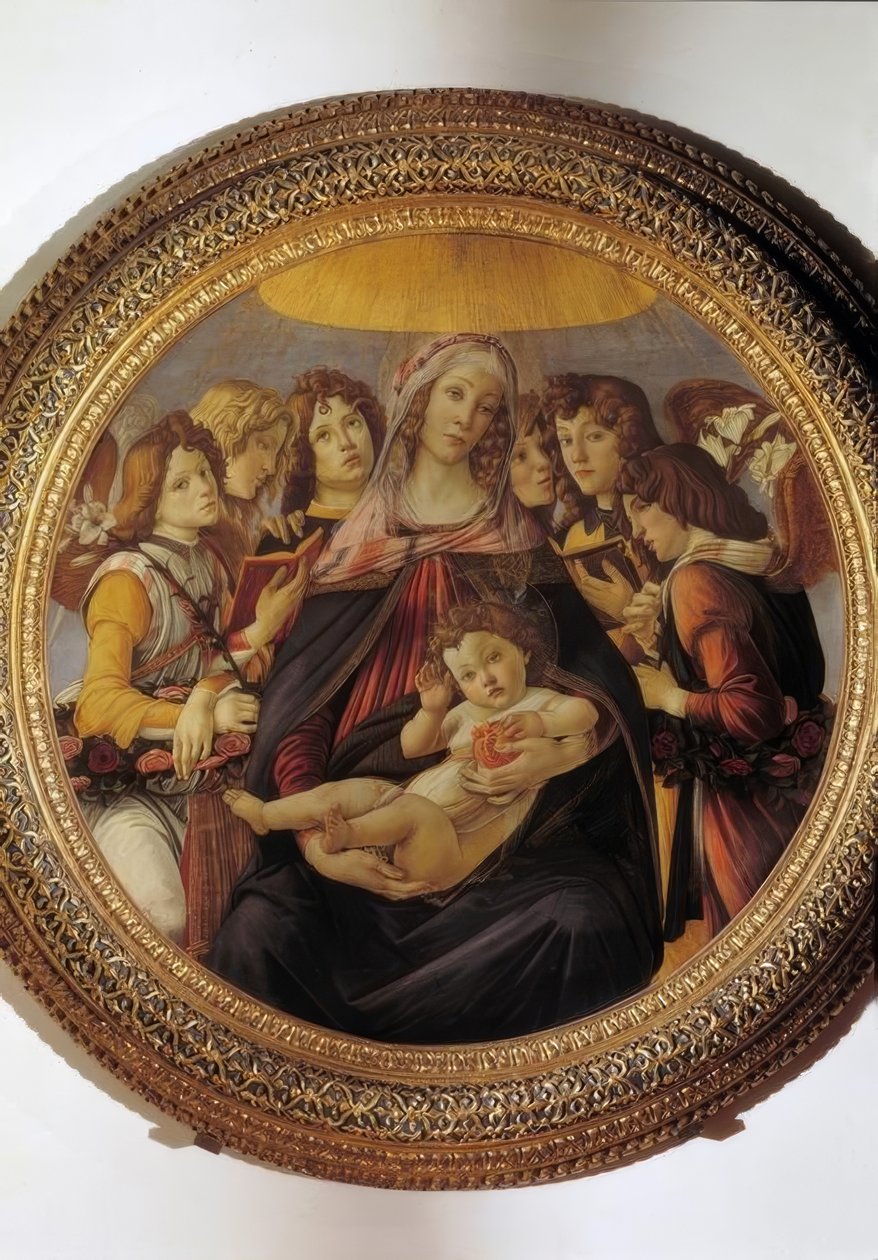 Mary med barnet og seks engle af Sandro Botticelli