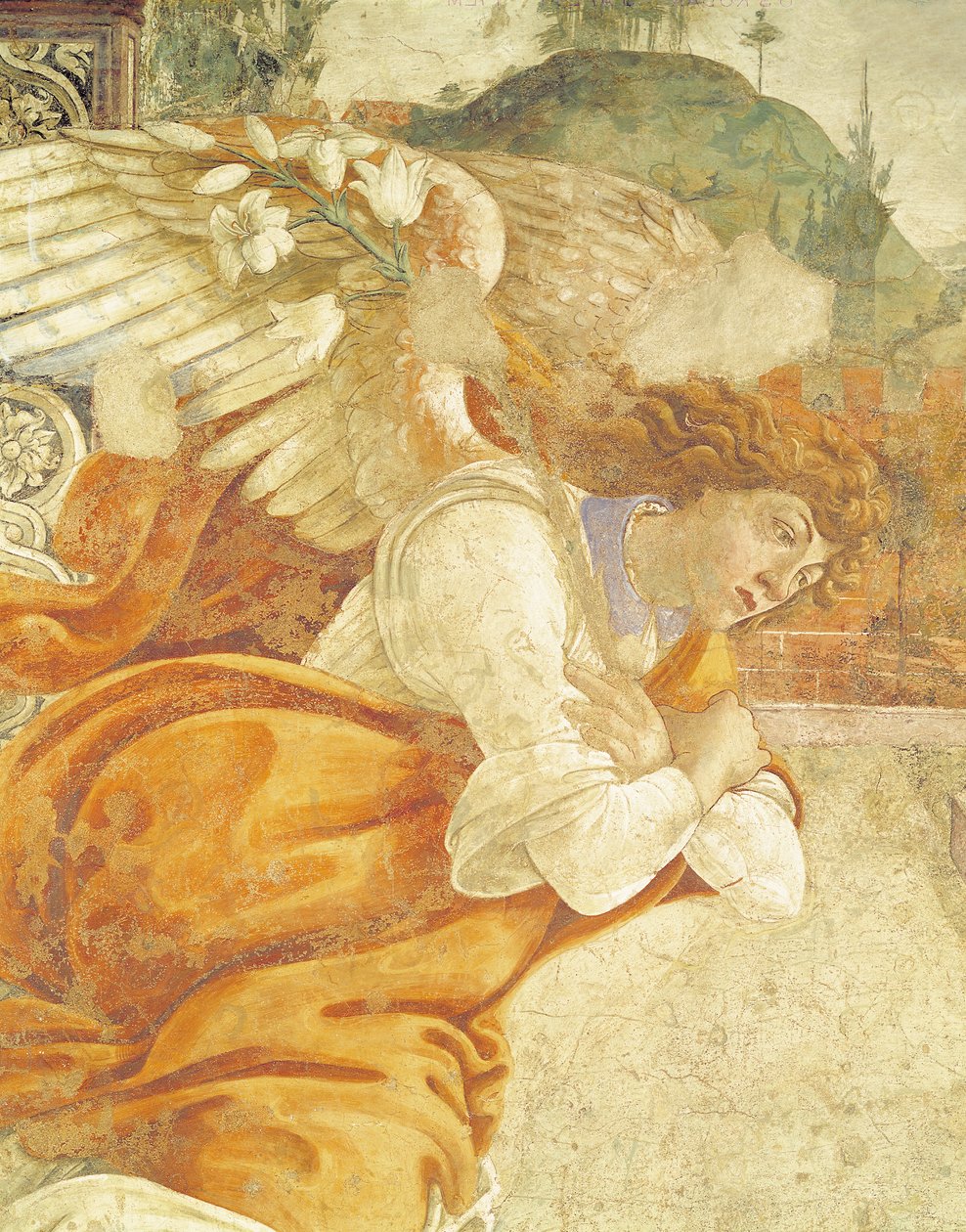 Bebudelsen, detalje af ærkeenglen Gabriel, fra San Martino della Scala, 1481 (fresko monteret på panel) af Sandro Botticelli